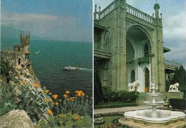 В Крыму – 1. Ласточкино гнездо. 2.уникальный дворец графа М.Воронцова в Алупке