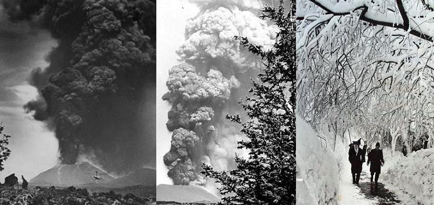 1-2. Извержение в 1975 году вулкана Толбачик. 2. Снежны туннели в центре Петропавловск-Камчатского